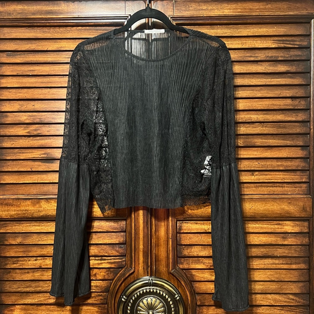 Zara Trafaluc Elegant Black‎ Lace sheer Women's Designer Blouse. Size Small
